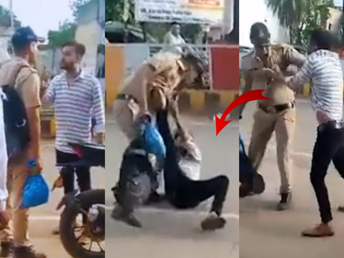 Viral Video: पोरीची छेड काढली अन् वरून दादागिरी; भर रस्त्यात पोलिसाने दाखवला इंगा, पाहा कसा उतरवला माज! title=