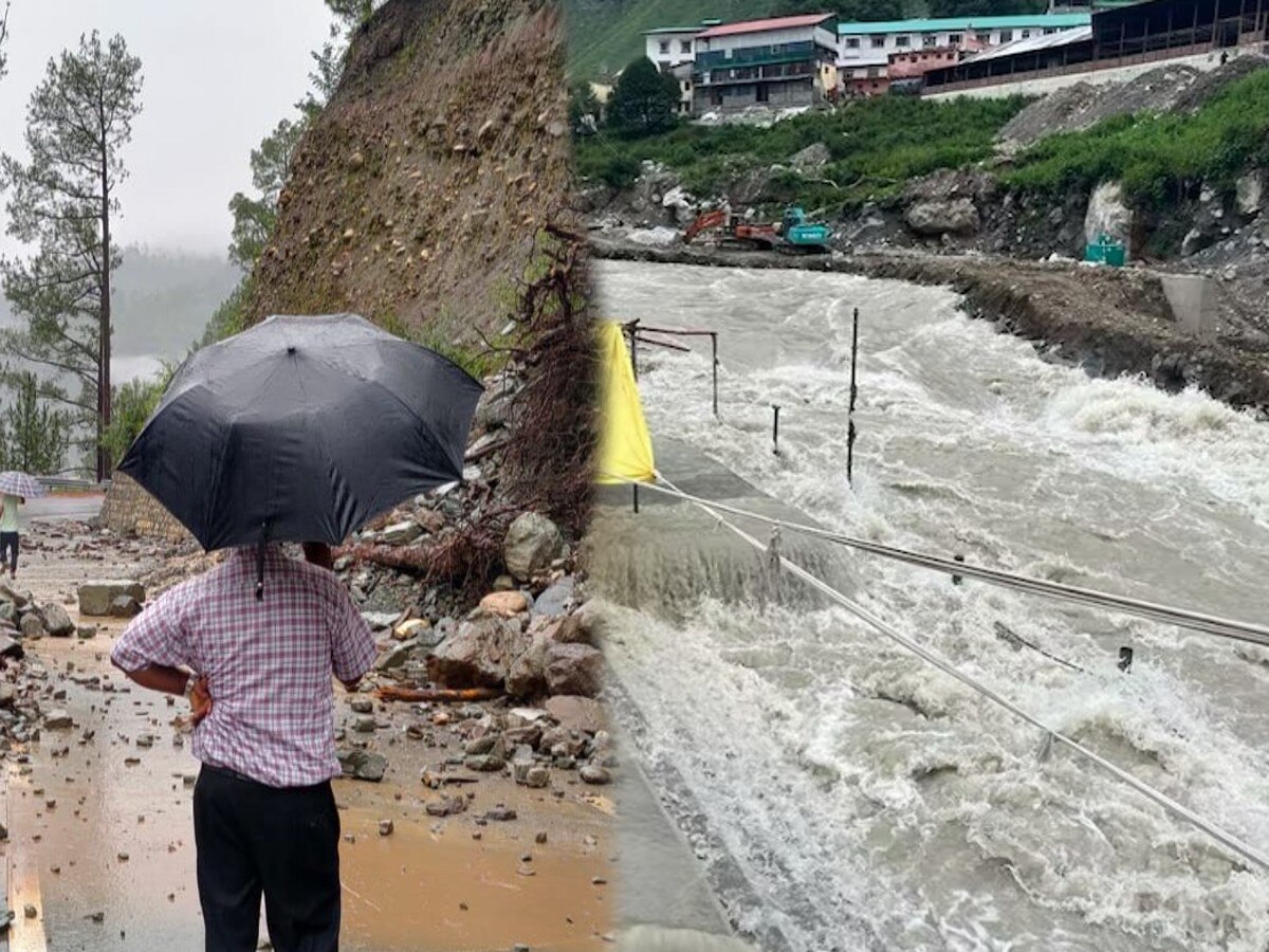 रात्र वैऱ्याची! उत्तराखंडमध्ये ढगफुटीमुळं रस्ता वाहून गेला, ठिकठिकाणी भूस्खलन; पावसामुळं वाताहात  title=