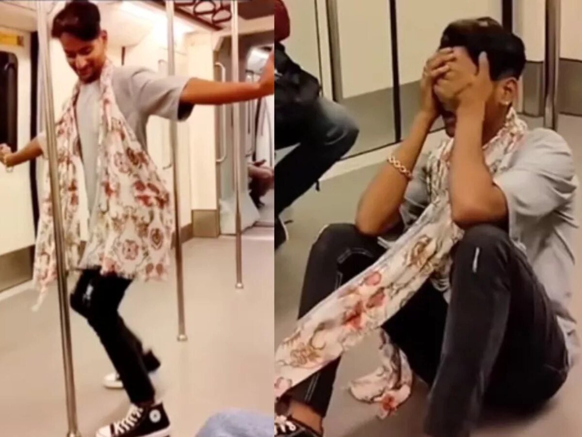 Delhi Metro Viral Video: 'चोली के पीछे क्या है' गाण्यावर पोरानं लगावले ठुमके; तरुणाचे नखरे एकदा बघाच!  title=