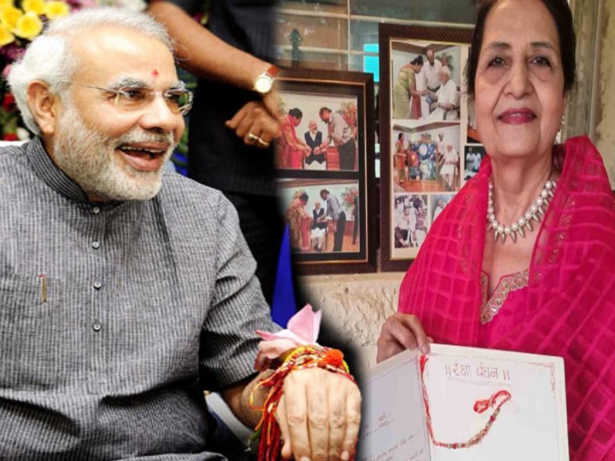 Rakshabandhan 2023: पंतप्रधान नरेंद्र मोदी यांना राखी बांधण्यासाठी दिल्लीत येतेय त्यांची बहीण! title=