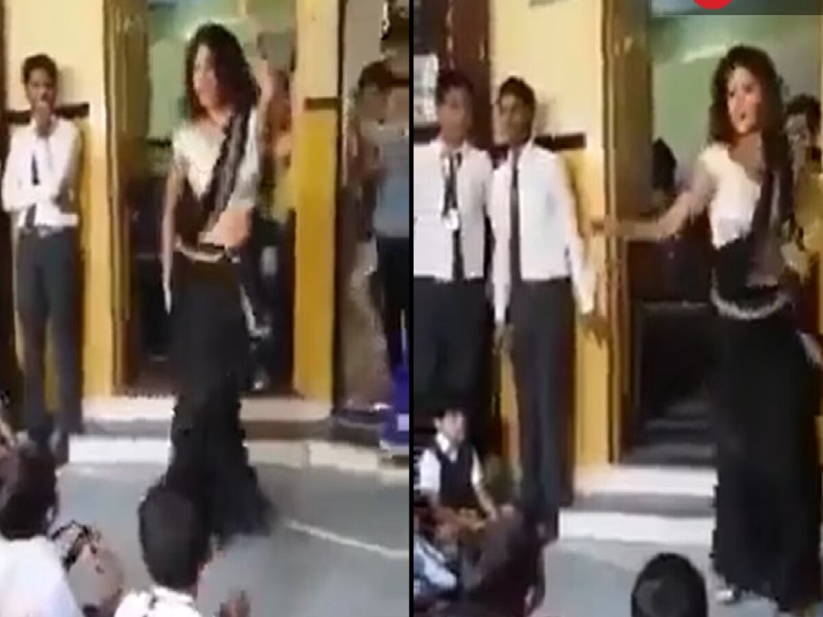 School Teacher चा चिमुकल्यांसमोर सपना चौधरीच्या गाण्यावर Bold डान्स, VIDEO VIRAL  title=
