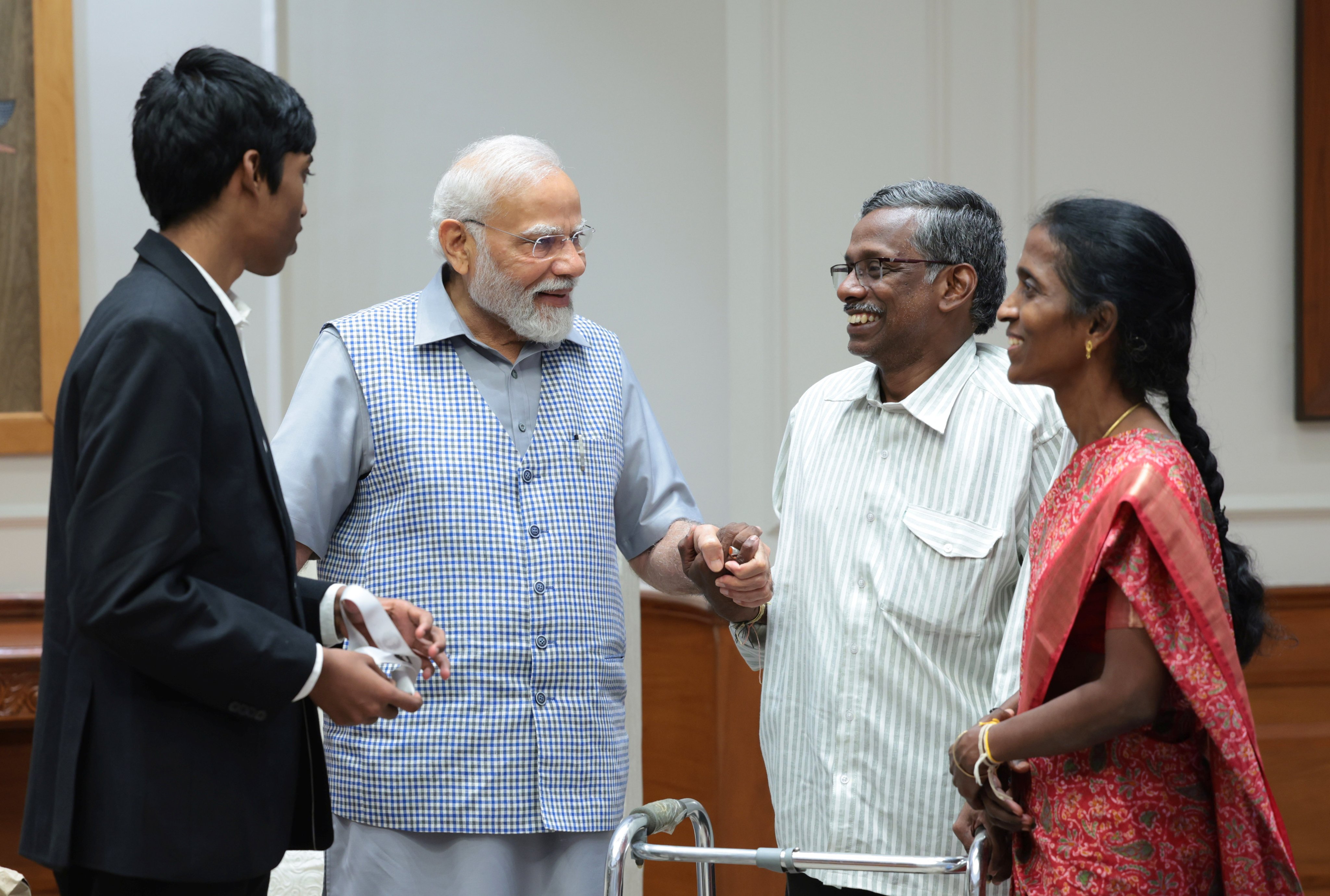 PM Modi meets chess prodigy Praggnanandhaa