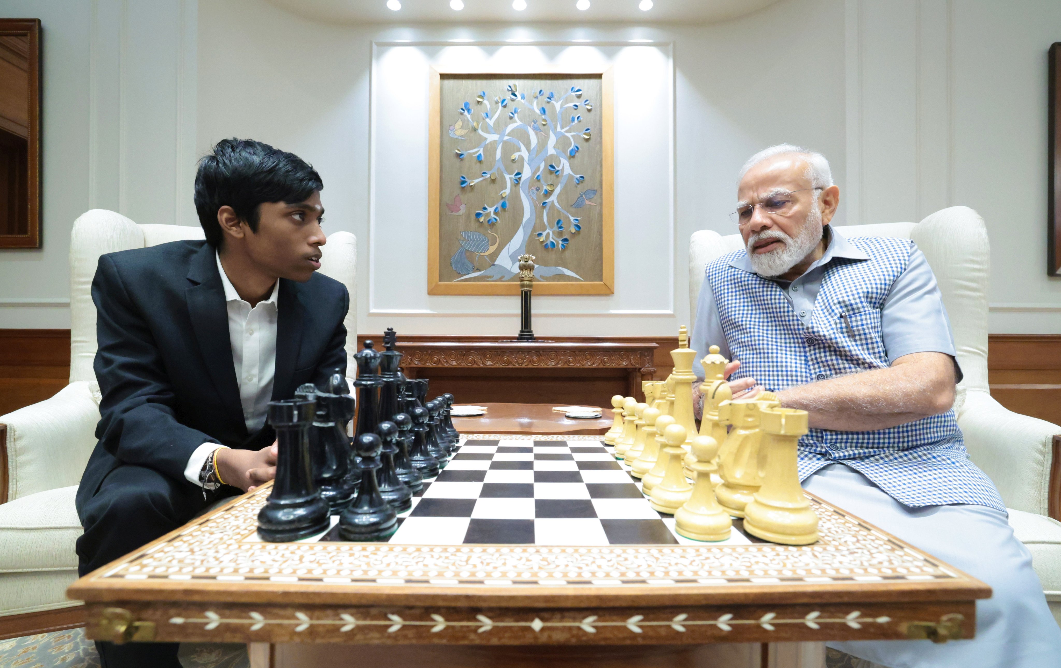 PM Modi meets chess prodigy Praggnanandhaa