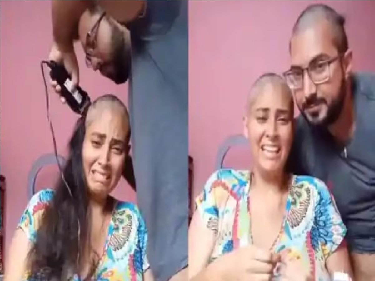 Video: लाईव्ह कॅमेरासमोर पत्नीचं मुंडन केलं, नंतर पतीने स्वत:चेही केस कापले... कारण वाचून डोळ्यात पाणी येईल title=