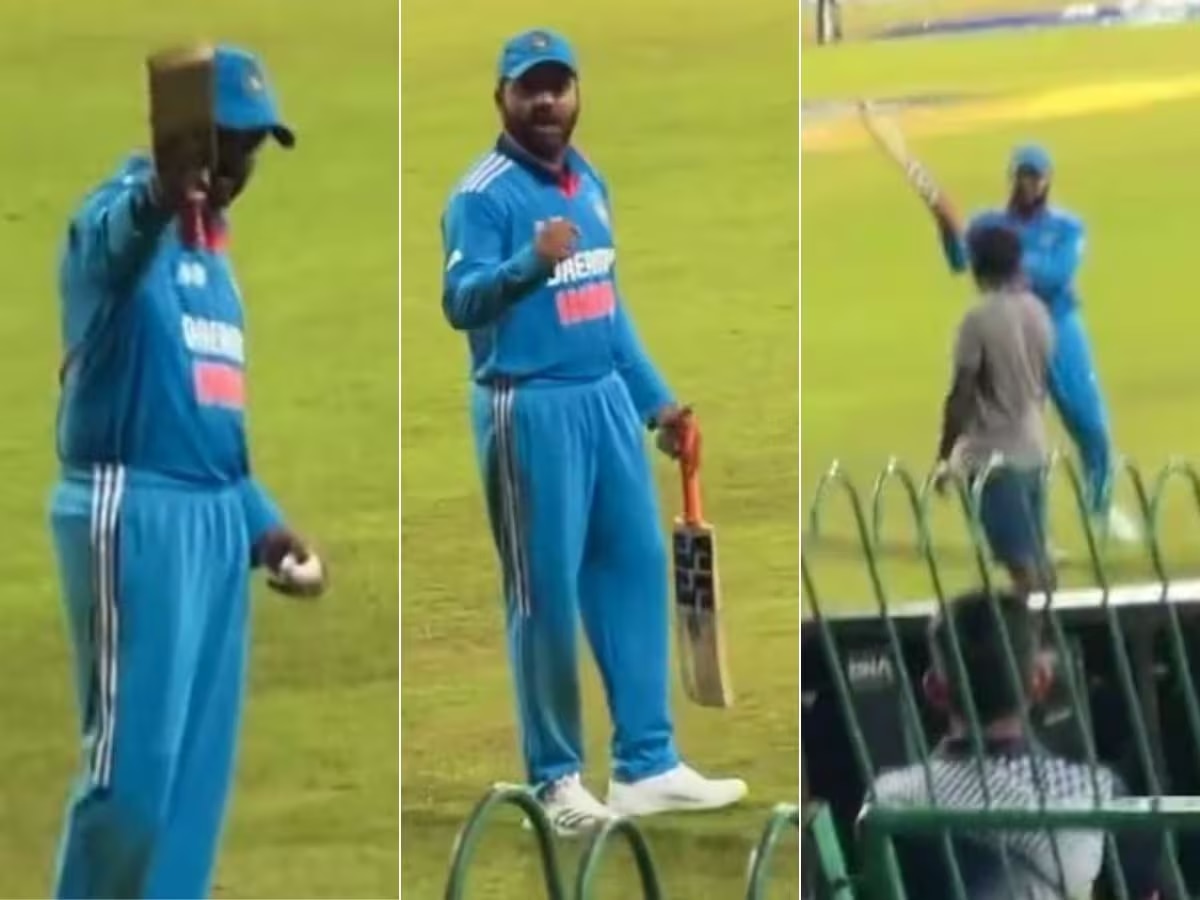 Rohit Sharma : कर्णधार रोहितचा व्हिडीओ पाहून तुम्हालाही वाटेल अभिमान; स्टेडियममध्ये तिरंगा हाती असणाऱ्या चाहत्याला त्यानं... title=