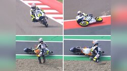 MotoGP Bharat 2023: रेसदरम्यान ट्रॅकवर भीषण अपघात, बाईकला आग लागली आणि... 
