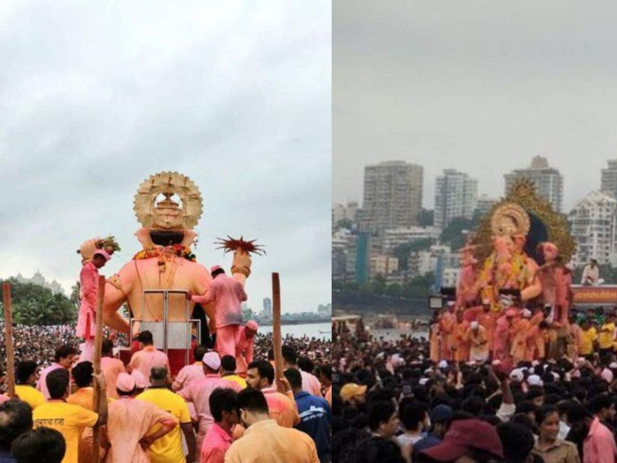 Lalbaghcha Raja Visarjan 2023 Girgaon chowpaty time Process News in Marathi