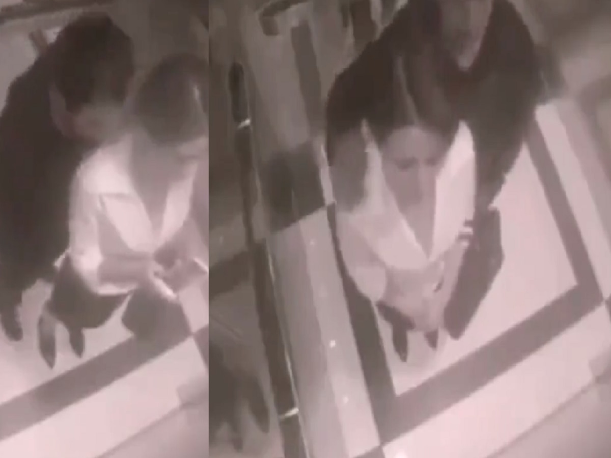 Video : लिफ्टमध्ये महिलेला एकटं पाहून नराधमाचं गैरवर्तन, तिला हात लावताच... title=