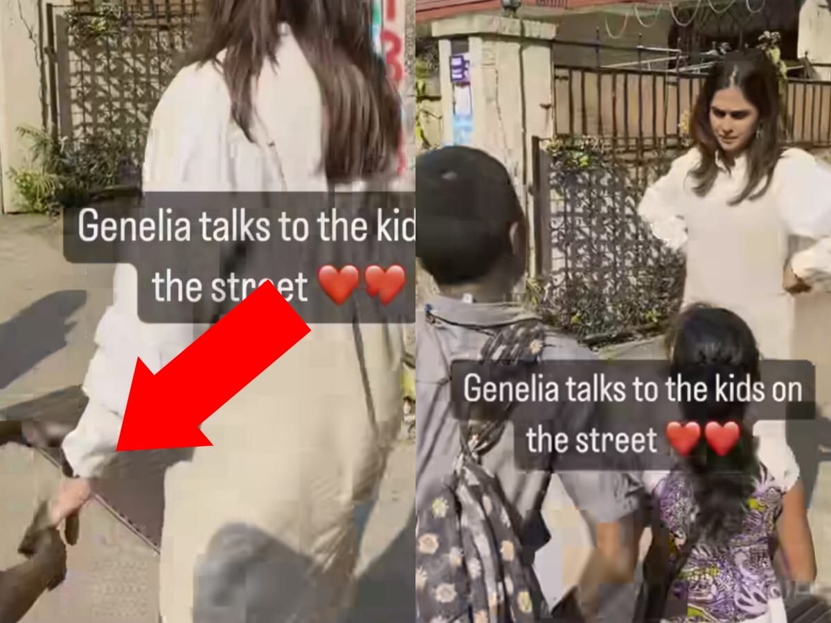 VIDEO : गरीब मुलानं अचानक धरला जिनिलिया देशमुखचा हात, अभिनेत्रीने पुढे जे केलं… title=