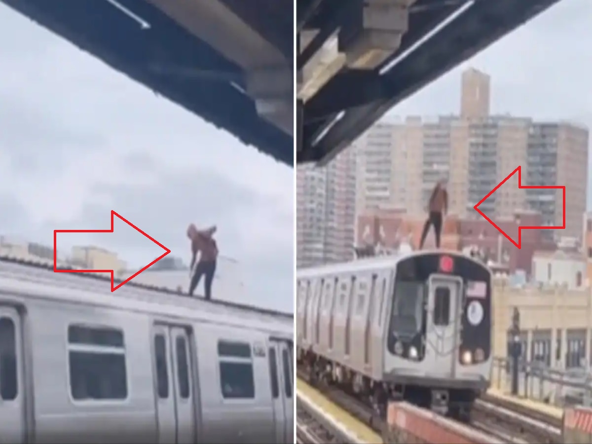 Viral Video : Spiderman सारख्या धावत्या मेट्रोवर पळू लागला, व्हिडीओ पाहून फुटेल घाम  title=