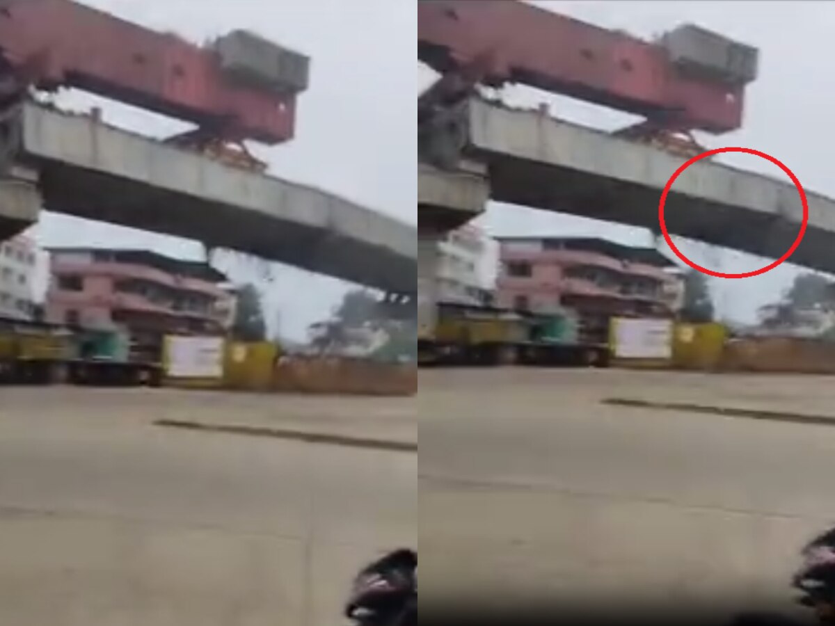 VIDEO : कानठळ्या बसवणारा आवाज झाला अन् मुंबई गोवा महामार्गावरील पूल मधोमध तुटला title=