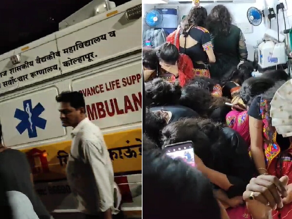 kolhapur doctor left the ambulance to play garba while speeding with sirens kolhapur doctor left the ambulance to play garba while speeding with sirens