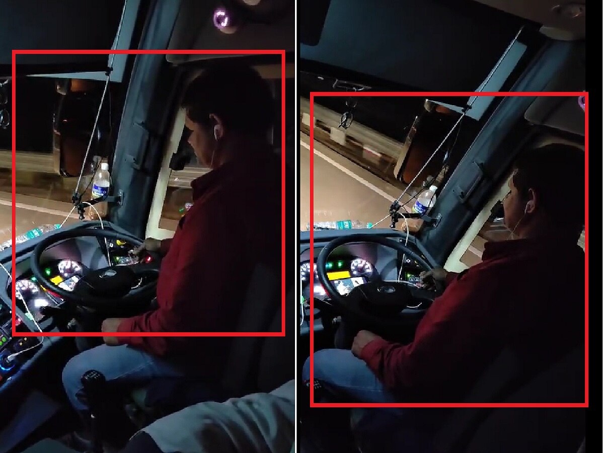 समृद्धी महामार्गावरील एका बस चालकाचा धक्कादायक व्हिडिओ व्हायरल; तुफान वेगान बस चालवत असतानाच…