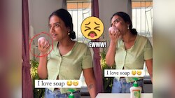 Ewwww... तिला साबण खायला आवडतो? Video पाहून अंगावर येईल काटा; पण...