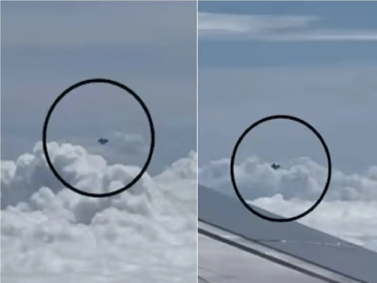 Viral Video : 35 हजार फूट उंचीवर उडत होते विमान; प्रवाशाला खिडकीतून दिसले एलियन  title=