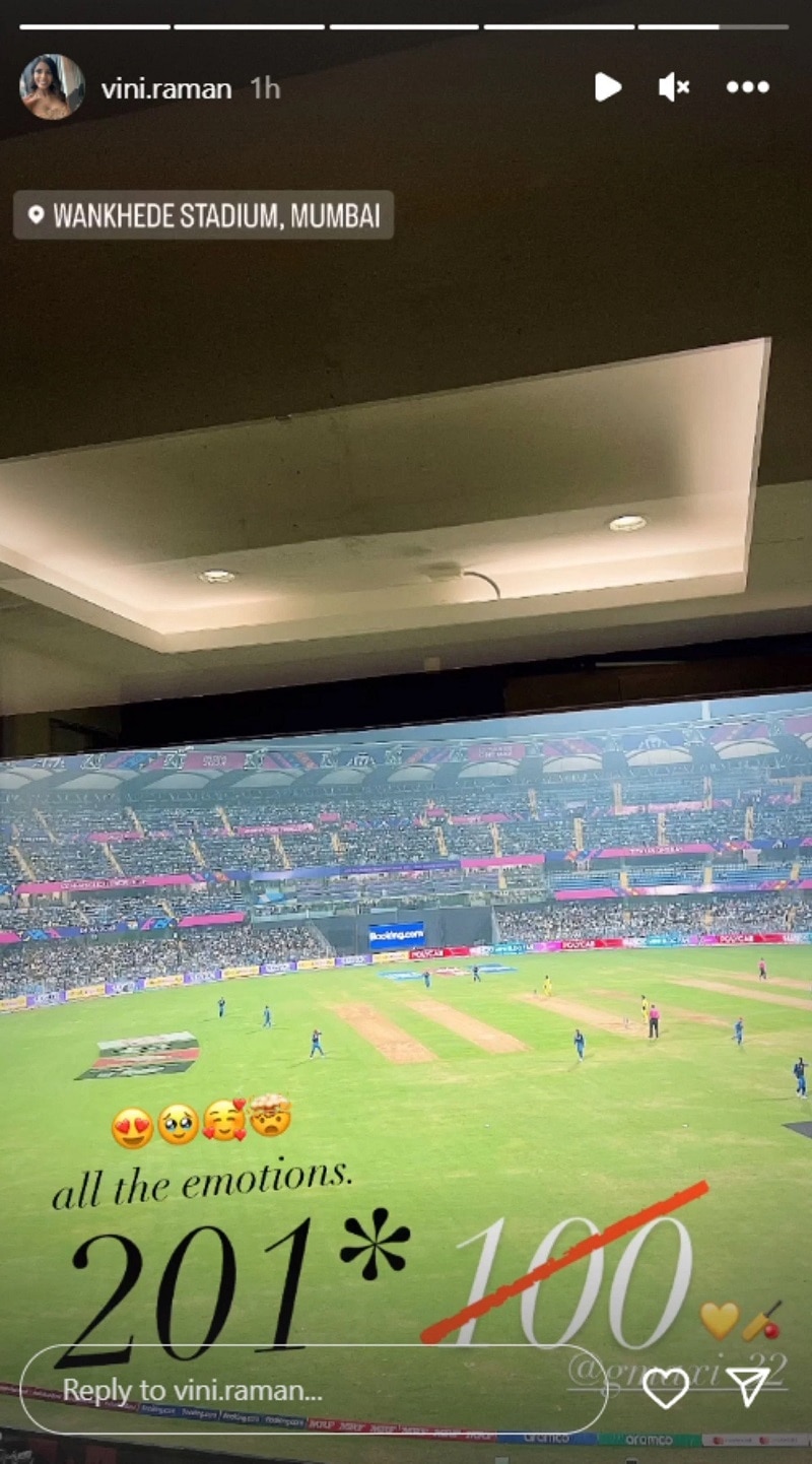 Maxwell Wife Instagram Story After Husband Scored 201 Vs Afghanistan