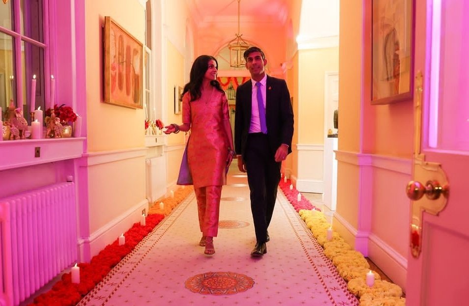 Diwali celebration 2023 at 10 Downing Street by British PM Rishi Sunak wife Akshata Murty