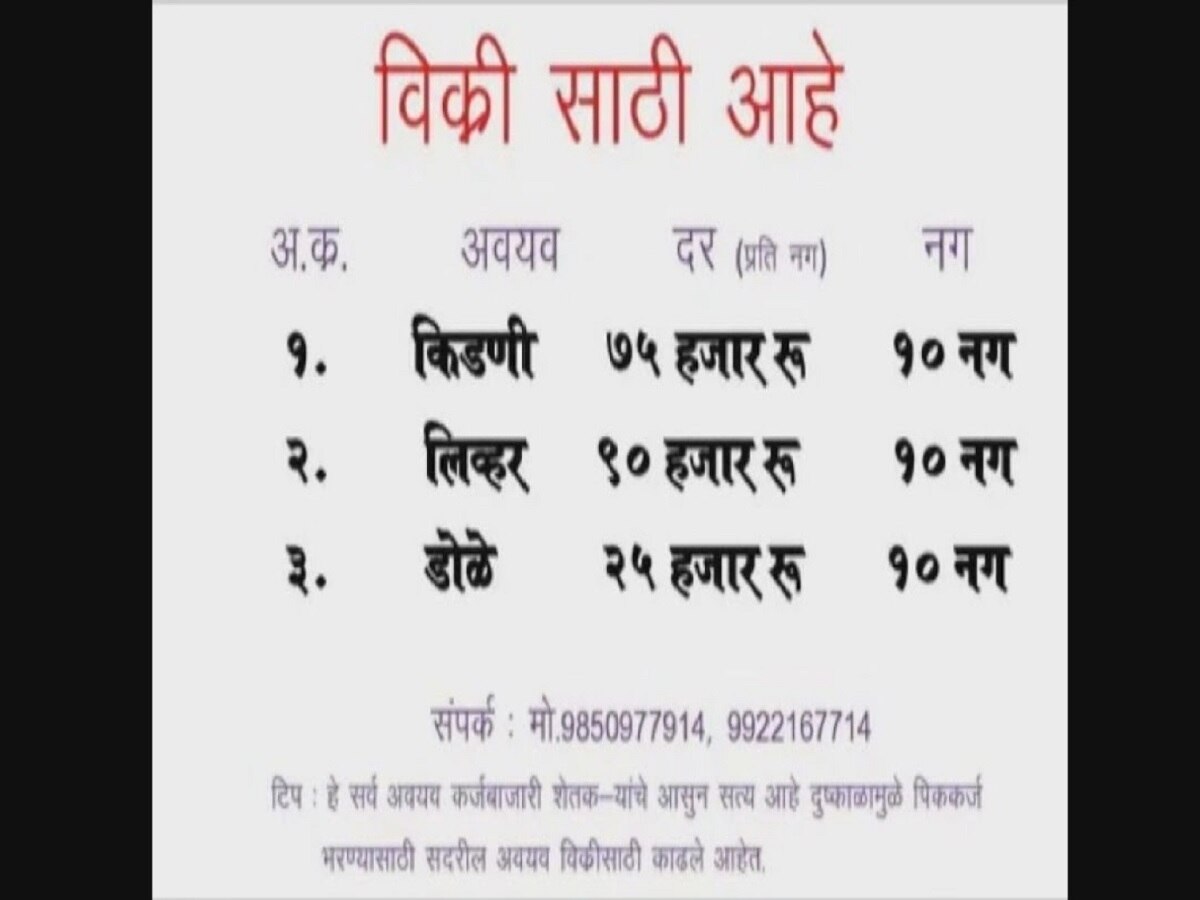 किडनी, यकृत आणि डोळे; शेतकऱ्यांची अल्प दरात अवयव विक्री