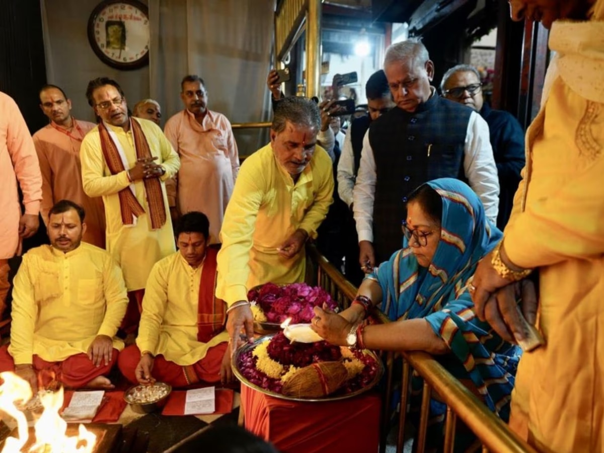 Rajasthan Assembly Election Result 2023 BJP leader Vasundhara Raje Scindia offered prayers at Mehandipur Balaji temple in Rajasthan Dausa