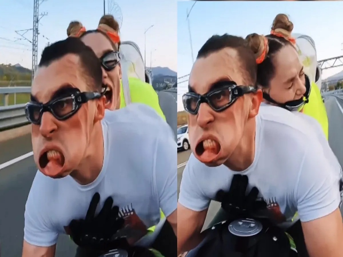बाबो! 300 किमी वेगाने BMW बाईक पळवली, चेहऱ्याची त्वचा कपड्यासारखी फडफडली... हैराण करणारा Video title=