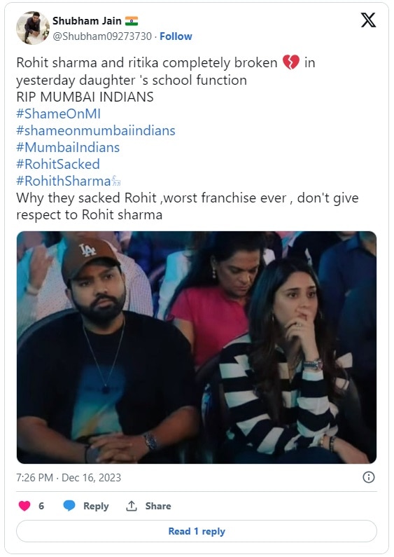 Rohit Sharma Ritika Sajdeh Expressions Daughter Samaira Annual Function Fans Worried