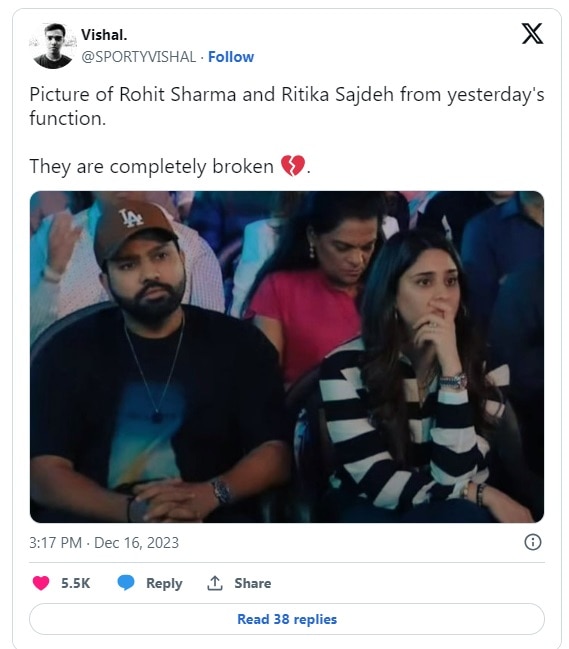 Rohit Sharma Ritika Sajdeh Expressions Daughter Samaira Annual Function Fans Worried