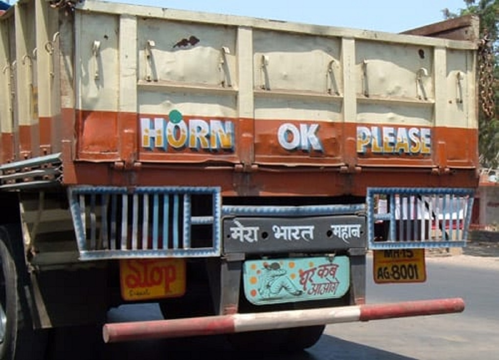 what is the reason writing Horn OK Please Behind the Truck