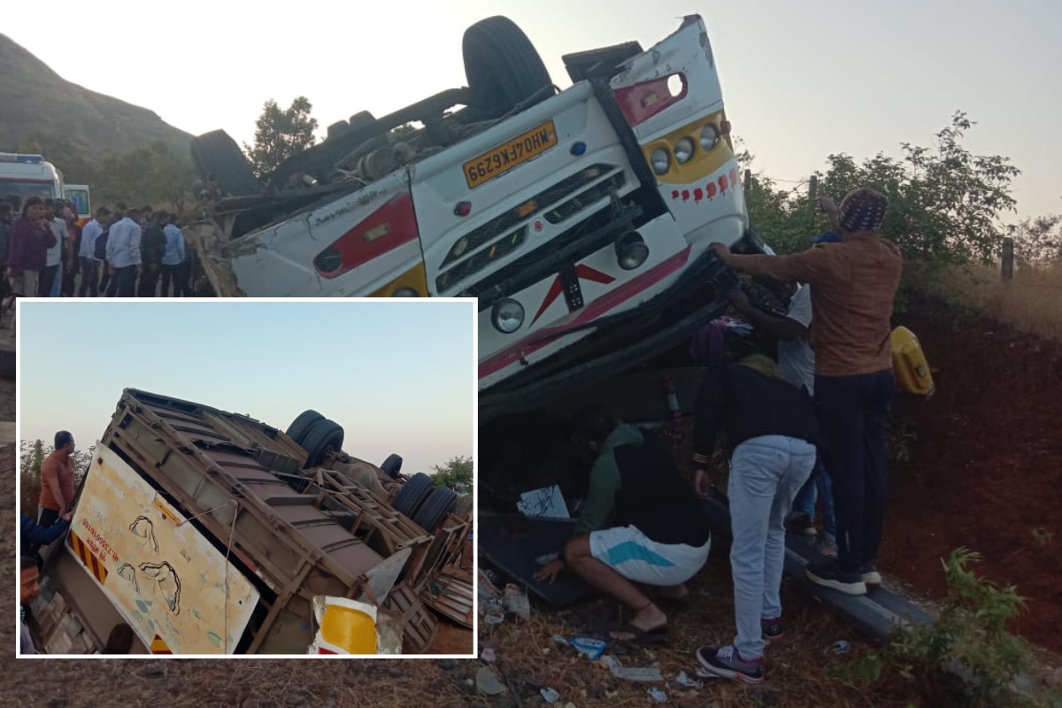 ताम्हिणी घाटात भीषण अपघात; पुण्याहून कोकणात जाणारी शाळेची बस उलटली ताम्हिणी घाटात भीषण अपघात; पुण्याहून कोकणात जाणारी शाळेची बस उलटली