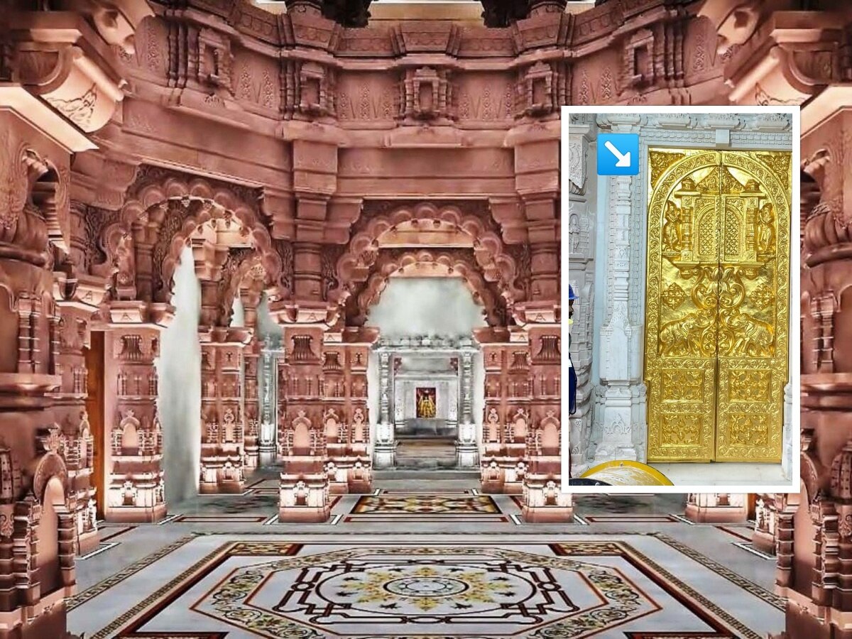 अयोध्येतील राम मंदिराला सोन्याचा दरवाजा, हजार किलो सोनं; पहिला फोटो आला समोर; पाहून डोळे दिपतील title=