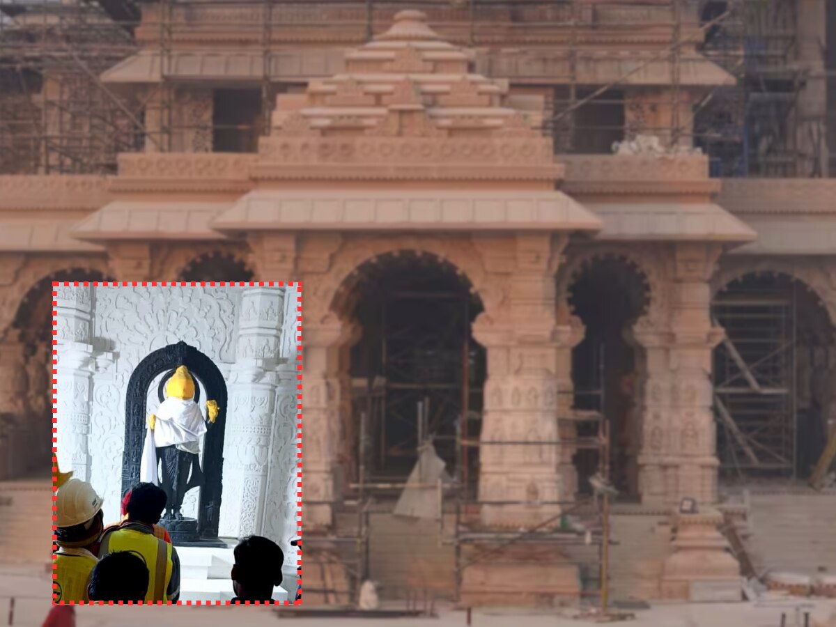 राम मंदिराच्या गर्भगृहात रामलल्ला विराजमान; विलोभनीय मूर्तीचं पहिलं दर्शन भारावणारं  title=