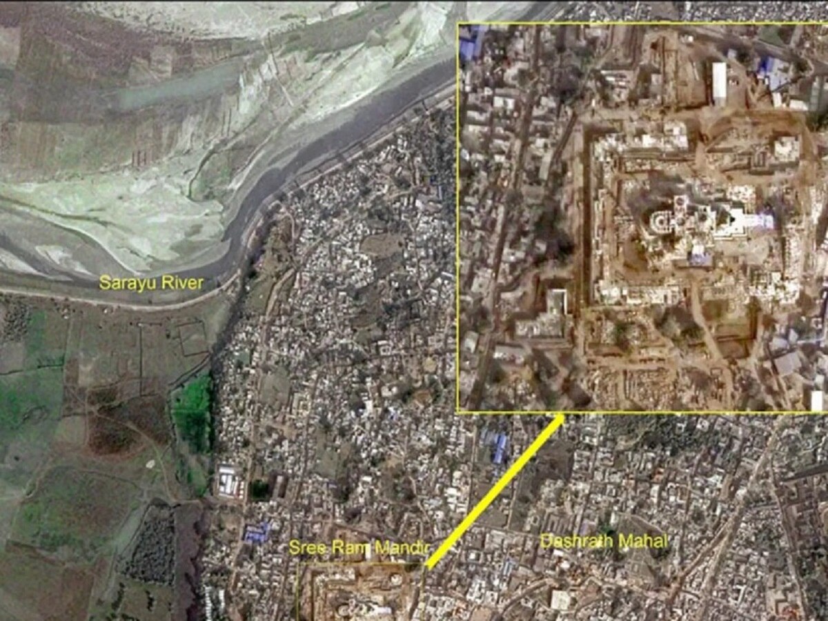 अंतराळातून रामाचे मंदिर कसं दिसतं? ISRO च्या उपग्रहाने टिपला सुंदर फोटो; घरबसल्या घ्या दर्शन! title=