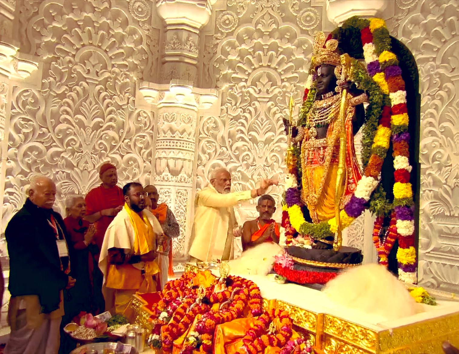 First Photos of Ram Lalla Idol in Ayodhya Ram Mandir After Pran Pratishtha