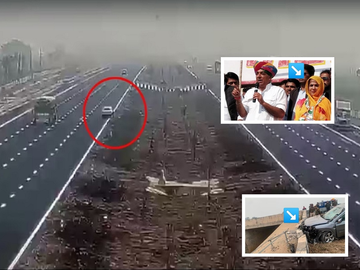 काँग्रेस नेत्याच्या भीषण अपघाताचं CCTV आलं समोर; ताशी 160 किमी वेगाने धावत होती कार अन् तितक्यात... title=