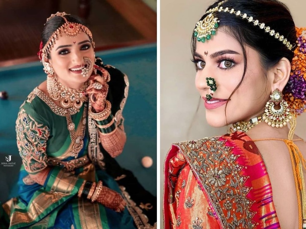 Maharashtrian bride 7 types of nose rings different names