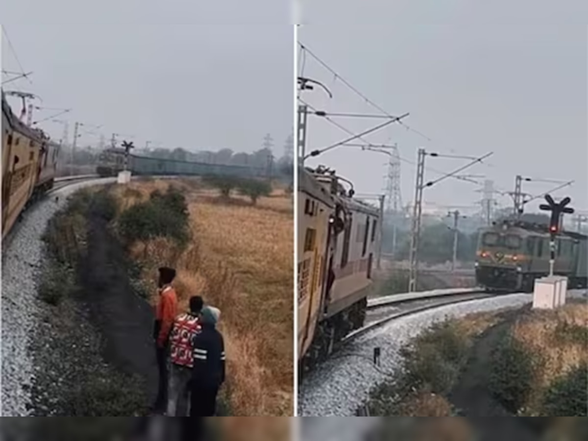 VIDEO : अरेच्चा! एकाच ट्रॅकवर समोरासमोर आल्यात 2 ट्रेन अन् मग.., पुढे जे घडलं ते... title=