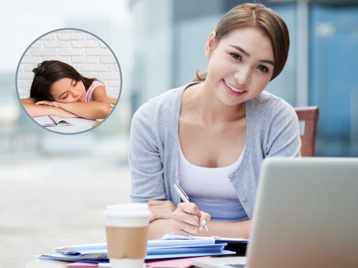 Drowsy with a book in hand How to stay Awake study tips