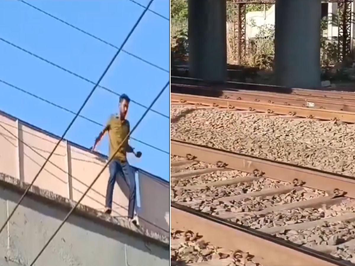 VIDEO: फुटओव्हर ब्रिजवरुन मुंबईकर तरुणाने रेल्वे रुळावर उडी मारली अन्..; थरार कॅमेरात कैद title=