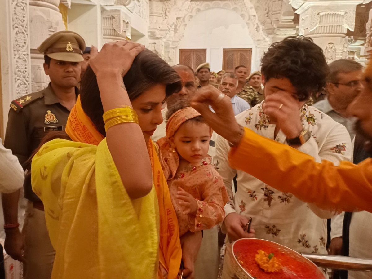 Priyanka Chopra offered prayers at Ram Mandir in Ayodhya with Nick Jonas and daughter Maltie See Photos