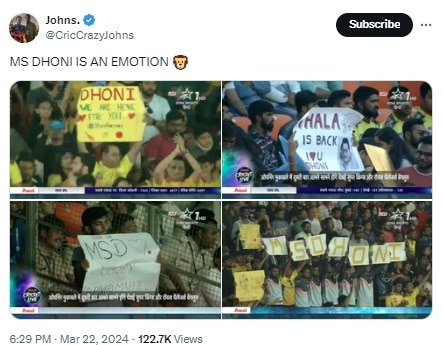 Dhoni Poster Banner In Match Against IPL 2024 First Match Vs RCB