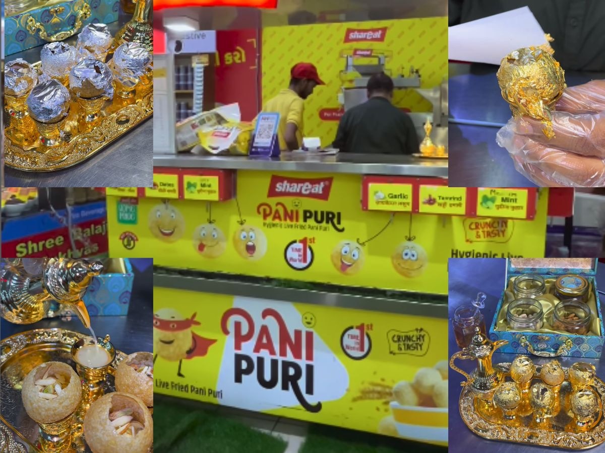 Panipuri Video: तुम्ही सोनं-चांदीची पाणीपुरी कधी खाल्ली का? व्हिडीओ होतोय व्हायरल title=