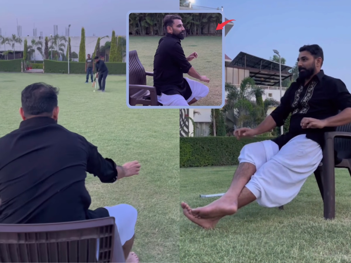 थांबायचं नाय गड्या थांबायचं नाय! खूर्चीवर बसून Mohammed shami करतोय T20 वर्ल्ड कपची तयारी; पाहा Video