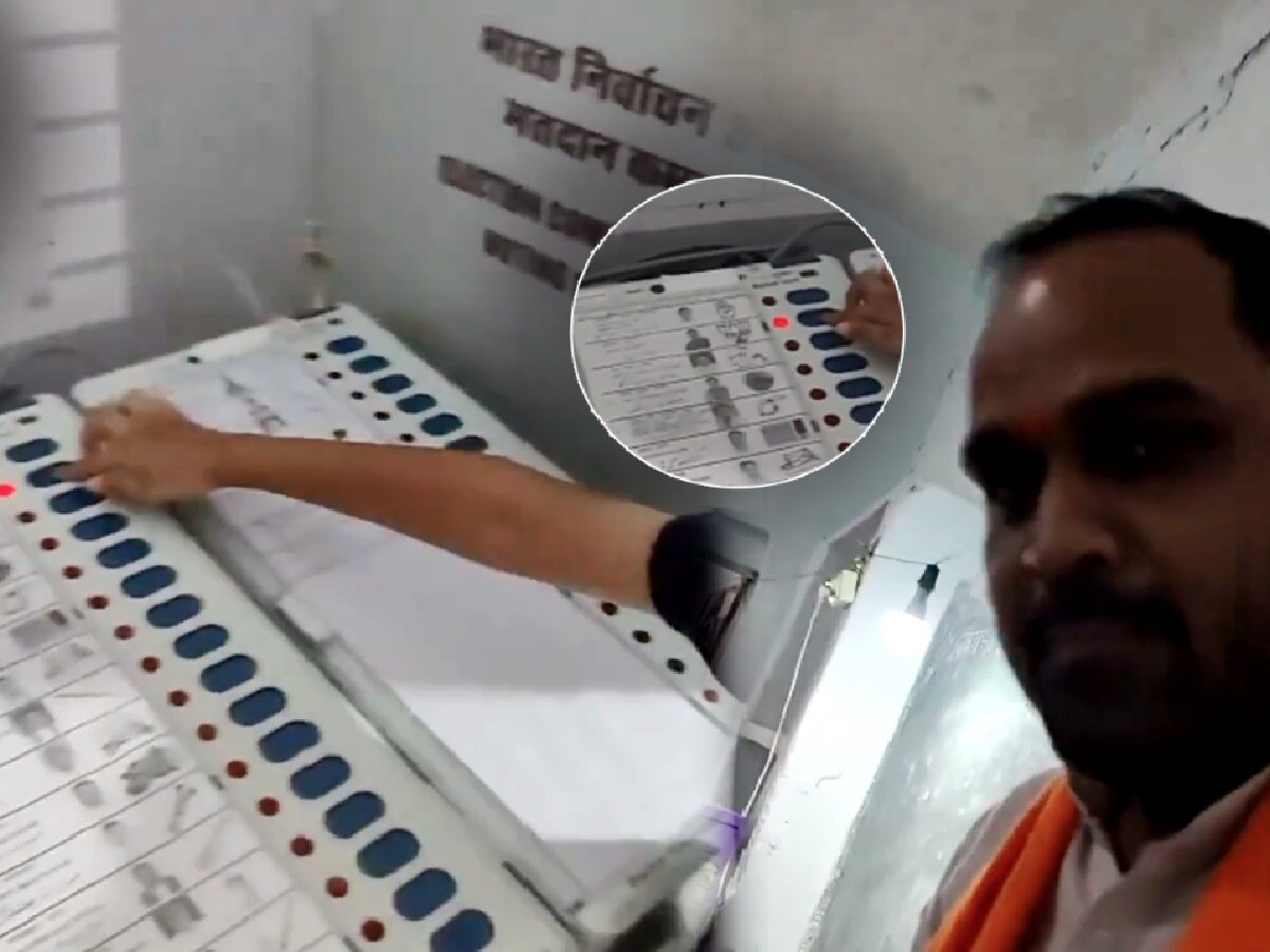 भाजपा नेत्याच्या अल्पवयीन मुलाने EVM वरील बटण दाबून केलं मतदान! धक्कादायक Video समोर title=