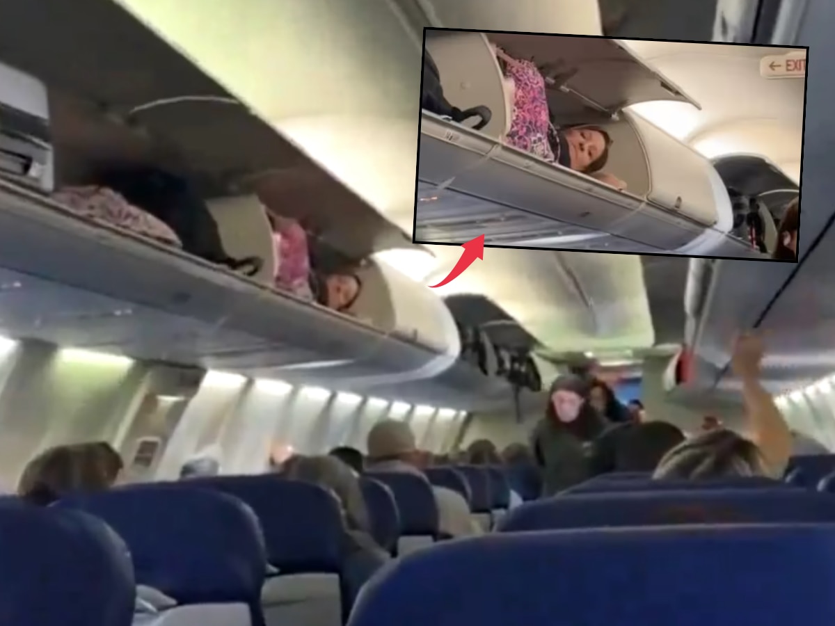 VIDEO : याला म्हणतात जुगाड! विमानात झोप आली नाही म्हणून महिलेचा अतरंगी कारनामा, पाहा काय केलं? title=