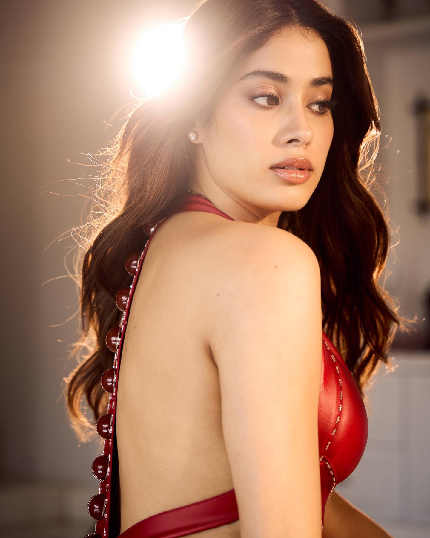 Janhvi Kapoor red cut out backless dress