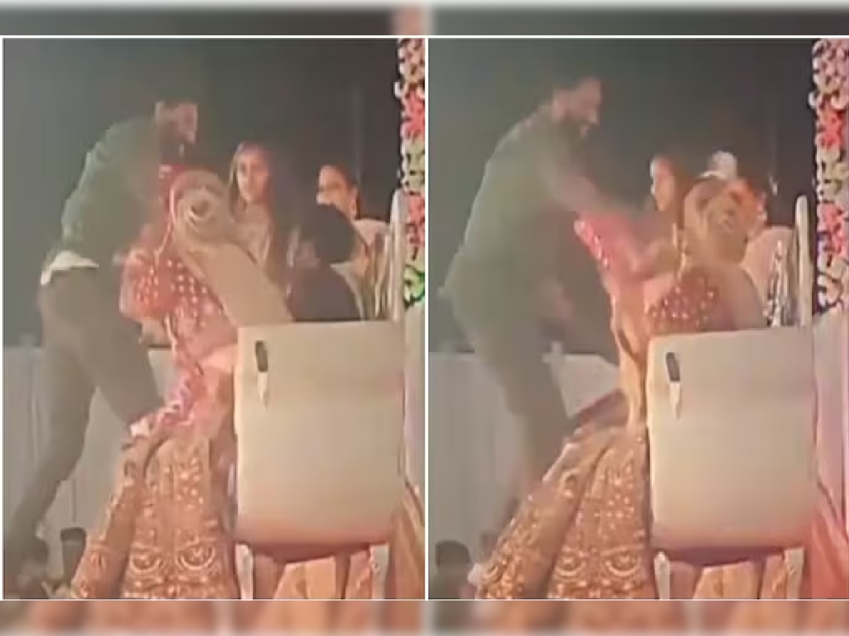 VIDEO : तो स्टेजवर आला, गिफ्ट दिलं अन् मग नवरदेवावर चाकूने हल्ला, वधूच्या बॉयफ्रेंडचं धक्कादायक कृत्य  title=