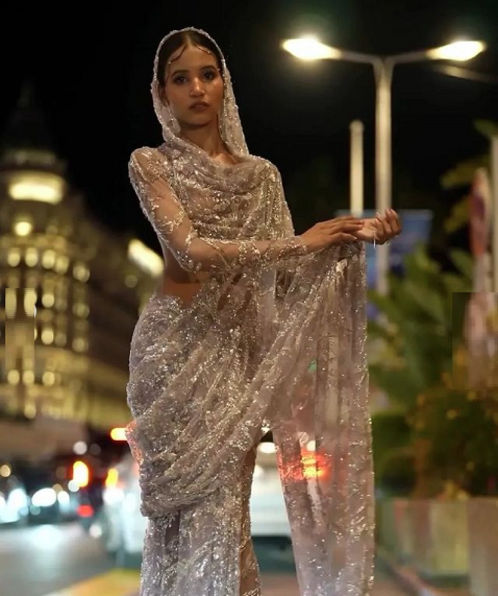 Nancy Tyagi again turns heads with self-made hand embroidery saree in second Cannes appearance