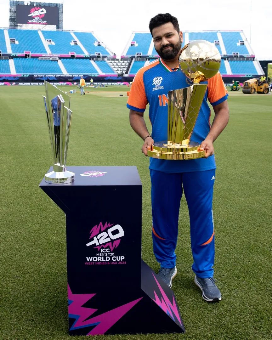 Rohit Sharma And Captains photoshot with the NBA final Trophy