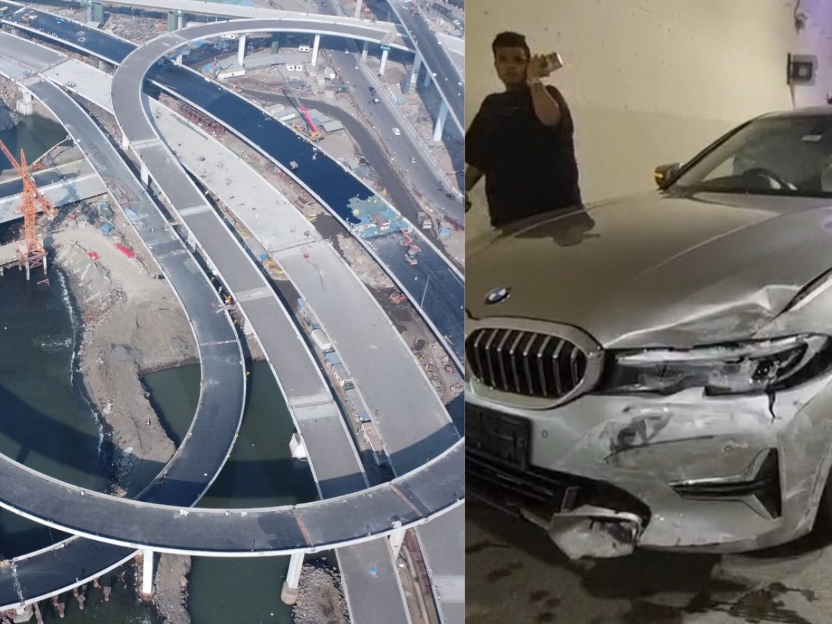 VIDEO: कोस्टल रोड भुयारी मार्गात भरधाव BMW, कारचालकाचे नियंत्रण सुटले आणि... title=
