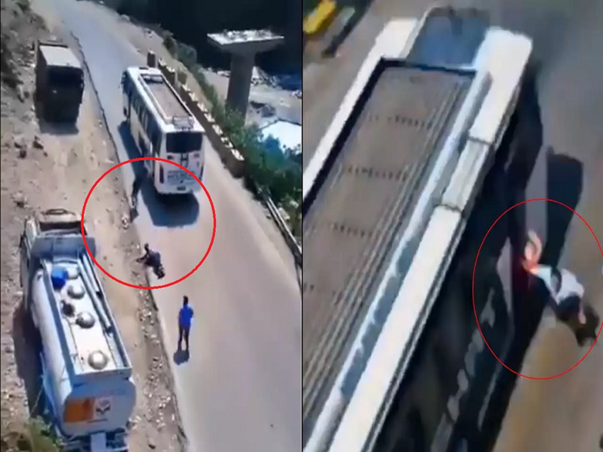 Video : अमरनाथ यात्रेकरुंच्या बसचे ब्रेक फेल; प्रवाशांनी धावत्या बसमधून मारल्या उड्या आणि...  title=