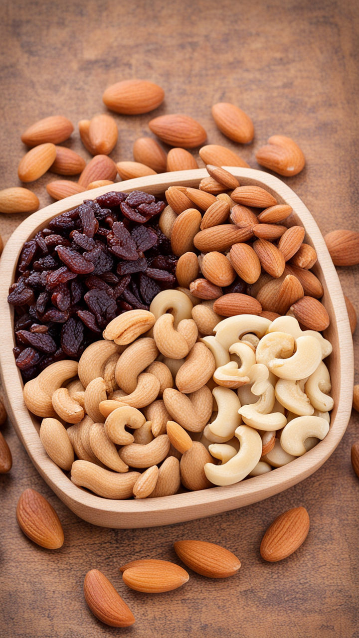 Cashews Almond and Raisins Dry Fruits Benefits EAting Together